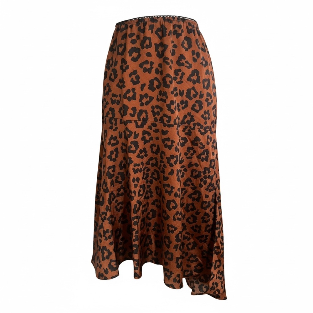 Everleigh Silky Sexy Leopard Print Maxi Skirt With Slit Size L